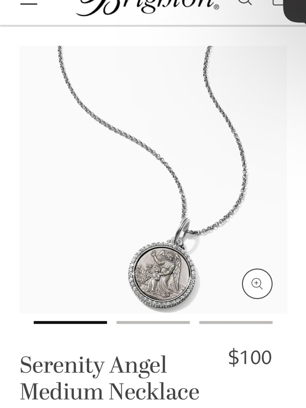 Silver Medallion SerenityPendant Necklace - Brighton